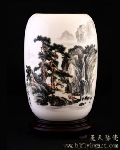 大号桶瓶 山水花瓶